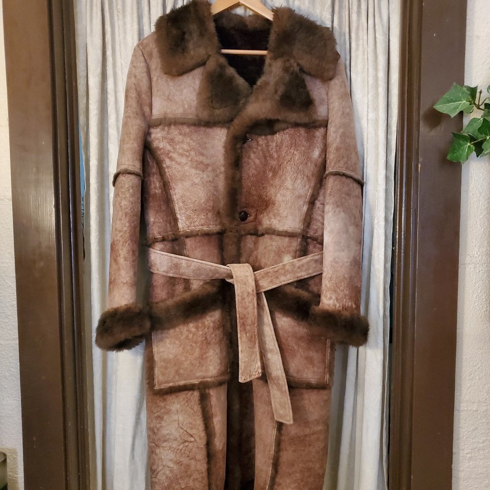 Like New Vintage Men's Ardney Suede Lamb Full Length Coat SZ 38